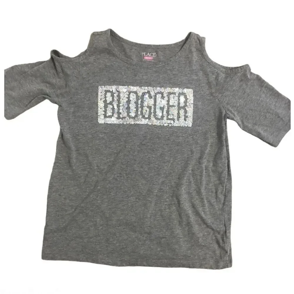 Children’s Place cold shoulder graphic t shirt Blogger sequin XL